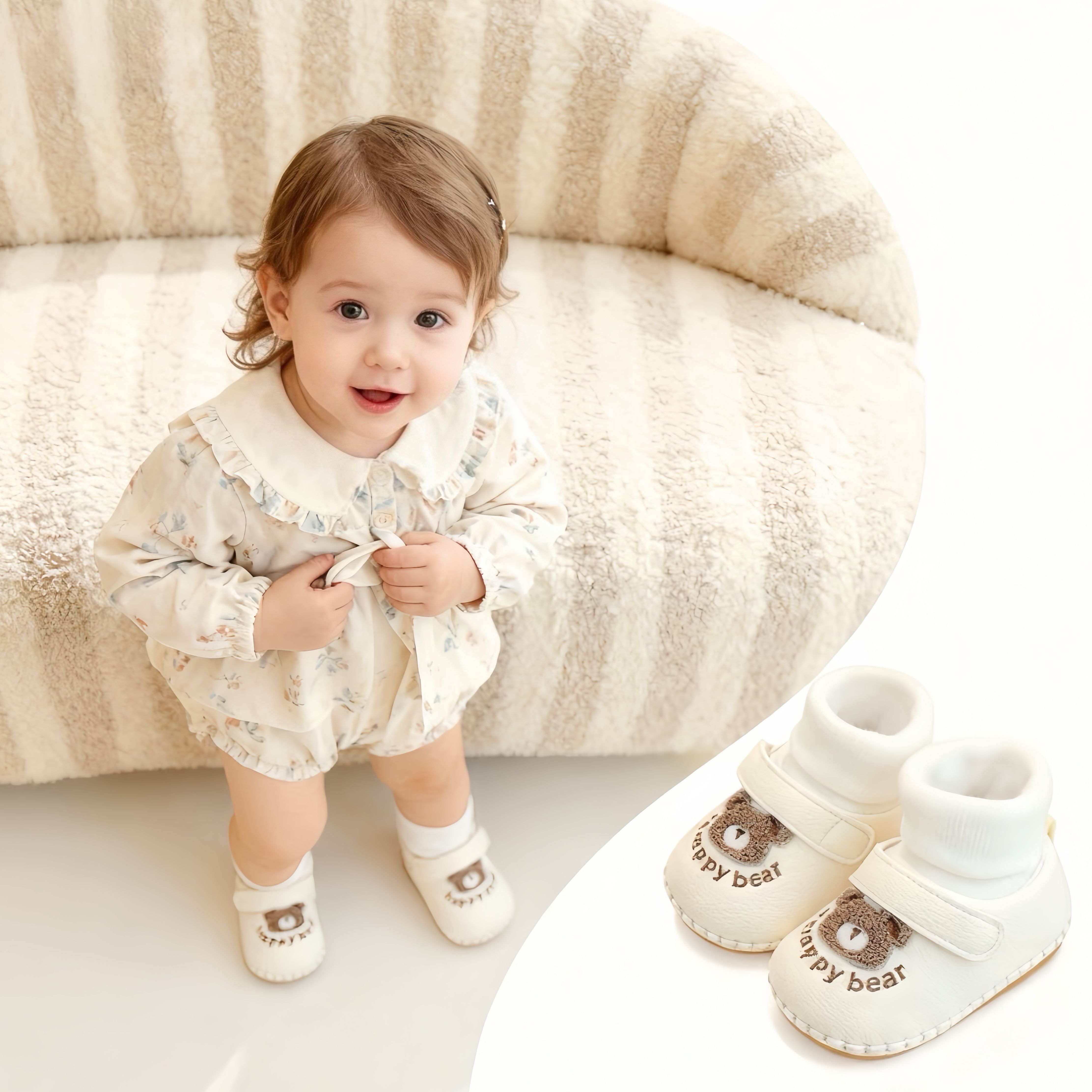 婴儿鞋子软胶底防滑冬季加绒加厚0-1岁袜子鞋地板防滑步前棉鞋袜