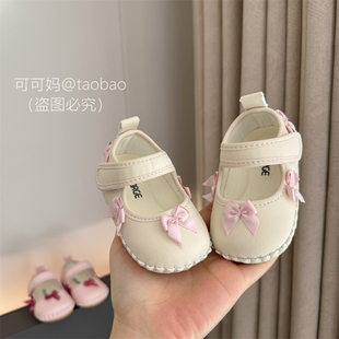 春秋婴儿公主鞋 1周岁3 12个月女宝宝抓周蝴蝶结可爱软底学步鞋