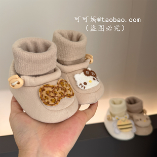 婴儿鞋春季0-1岁女宝宝鞋袜一体软布底步前鞋小月龄防掉卡通单鞋