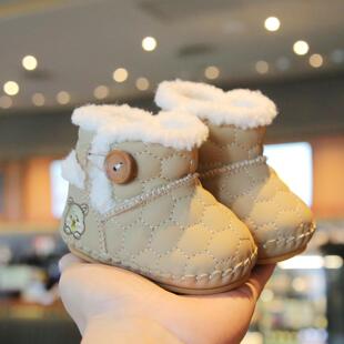 新生婴儿0-1岁男女宝宝软胶底防滑雪地靴加厚绒保暖防风护脚棉鞋