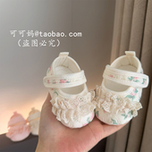 12个月女宝宝防滑软底棉布透气公主鞋 婴幼儿软底步前鞋 2026春季