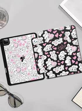 防弯防磕亚克力背板甜心小兔平板皮套软边保护套适用苹果iPad Pro/Air6 13英寸11寸12.9/10.9寸2024 ipadAir6