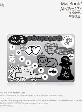 卡通插画可爱BIG HOPE笔记本电脑保护壳适用苹果MacBook保护套case原版M5 2025 M4 air13.6 Pro13.3/14 16 m2