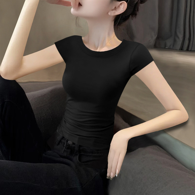 短袖通勤薄款修身正肩女