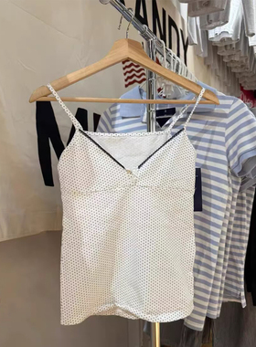 Brandy bm纯棉花边波点吊带背心百搭显瘦上衣女