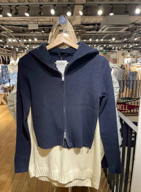 Brandy Girl美式bm针织短款修身拉链长袖连帽毛衣外套上衣外套女