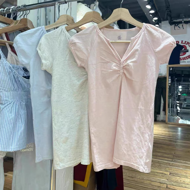 Brandybm美式褶皱短袖T恤