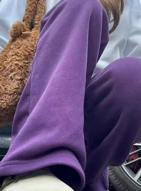 Brandy Girl bm紫色抽绳卫裤春季新款直筒裤运动休闲长裤女