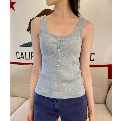 BM美式纽扣打底小吊带