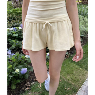 女百搭休闲裤 bm华夫格抽绳松紧腰短裤 Girl新款 Brandy