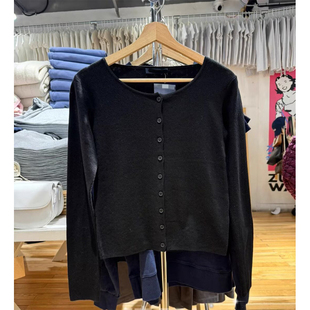 百搭显瘦上衣女 复古黑色bm纯棉针织开衫 Brandy Girl美式