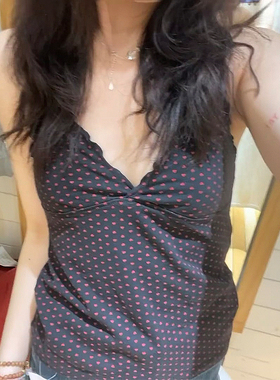 Brandy Girl新款bm纯棉黑色甜美爱心印花吊带背心女打底上衣