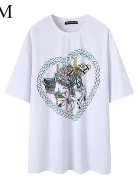 Brandy Girl夏装新款可爱印花旋转木马草莓少女t恤BM短袖女