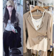 Girl新款 宋祖儿同款 燕麦色圆领开衫 Brandy 长袖 T恤bm甜辣外套