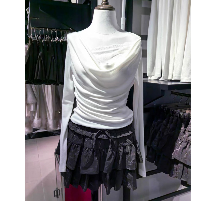 Brandy bm法式白色长袖T恤女蕾丝拼接假两件设计感褶皱上衣,女装/女士精品,T恤,淘宝优惠券,粉丝福利购,淘宝优惠卷