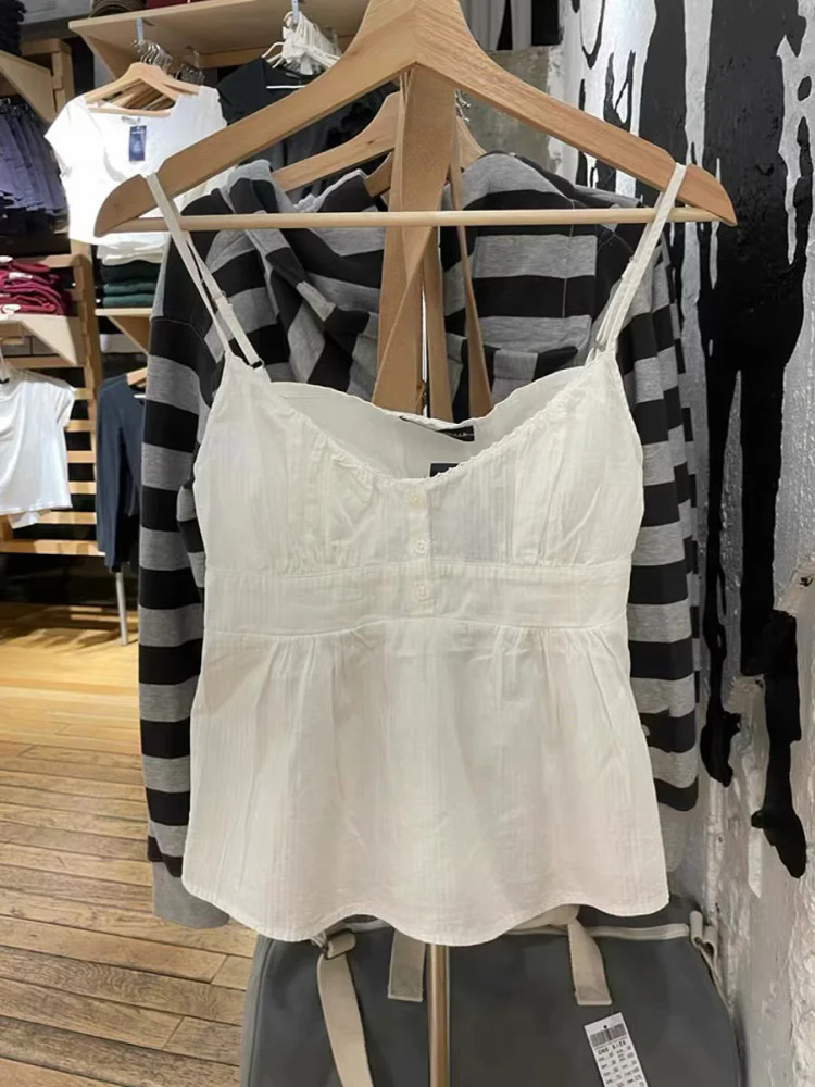 Obsessed! Retro BM V-Neck Camisole with Ruffles - Your New Favorite Top - Main product image from Taobao