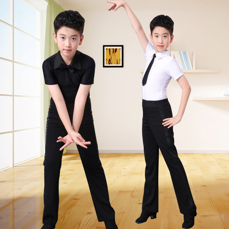 夏季新款短袖少儿男童拉丁舞服儿童演出比赛服考级服拉丁练功服装