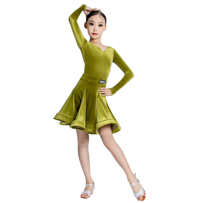 雅色墨画女童秋冬季拉丁舞比赛服