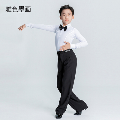 雅色墨画男童拉丁比赛服