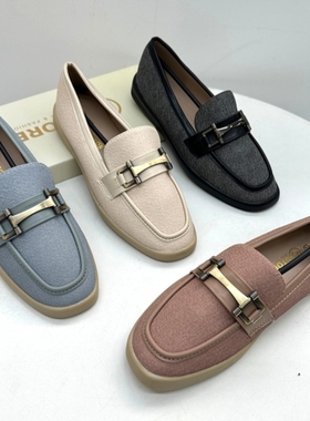 英伦风大码一脚蹬外贸女鞋时尚通勤金属扣圆头柔软舒适防滑乐福鞋