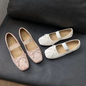 玛丽珍女鞋 甜美晚风一字带芭蕾舞鞋 方头蝴蝶结平底单鞋 2025新款