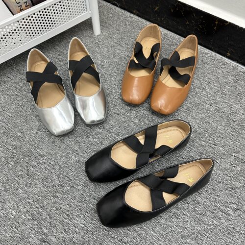 外贸大码复古方头柔软芭蕾舞鞋