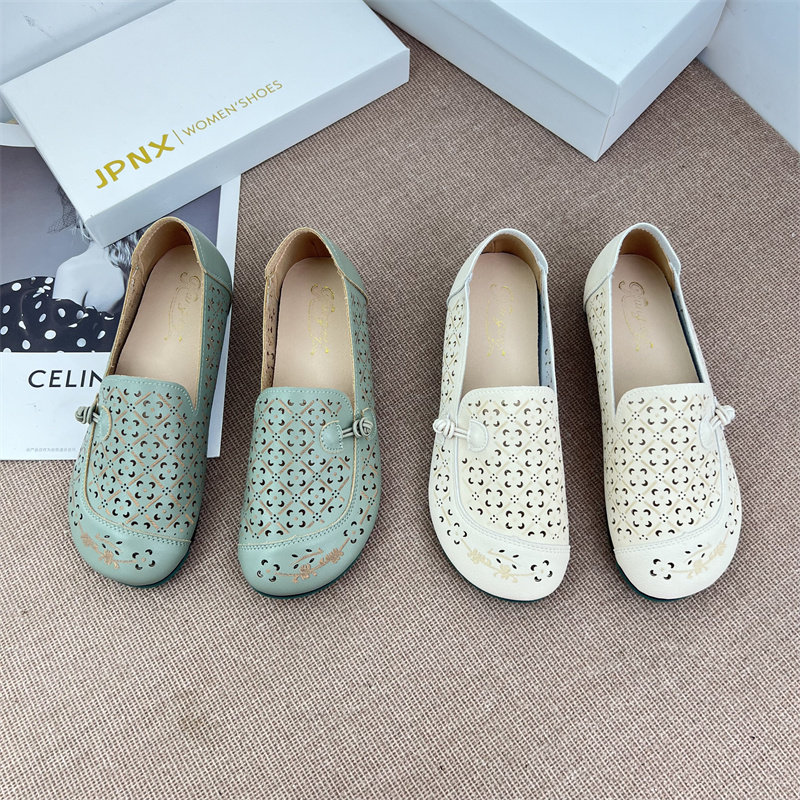 软皮镂空凉鞋女法式复古牛筋底舒适防滑单鞋懒人休闲一脚蹬豆豆鞋,女鞋,乐福鞋（豆豆鞋）,淘宝优惠券,粉丝福利购,淘宝优惠卷