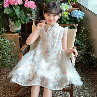 女童裙子夏季2026新款洋气女孩中国风碎花旗袍裙儿童连衣裙夏装薄