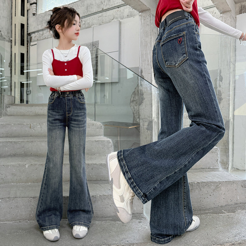 女童喇叭裤秋冬加绒儿童裤子2025新款秋季大童洋气好看微喇牛仔裤,童装/婴儿装/亲子装,裤子,淘宝优惠券,粉丝福利购,淘宝优惠卷