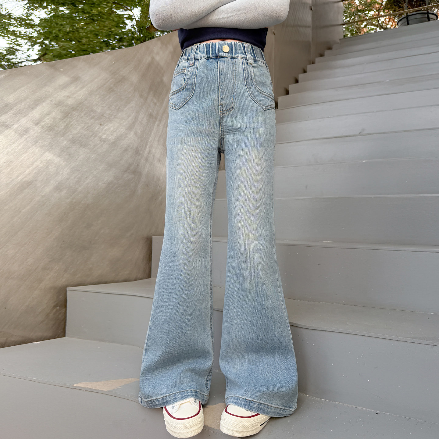 女童裤子春秋洋气外穿儿童网红微喇牛仔裤女孩时髦大童弹力喇叭裤,童装/婴儿装/亲子装,裤子,淘宝优惠券,粉丝福利购,淘宝优惠卷