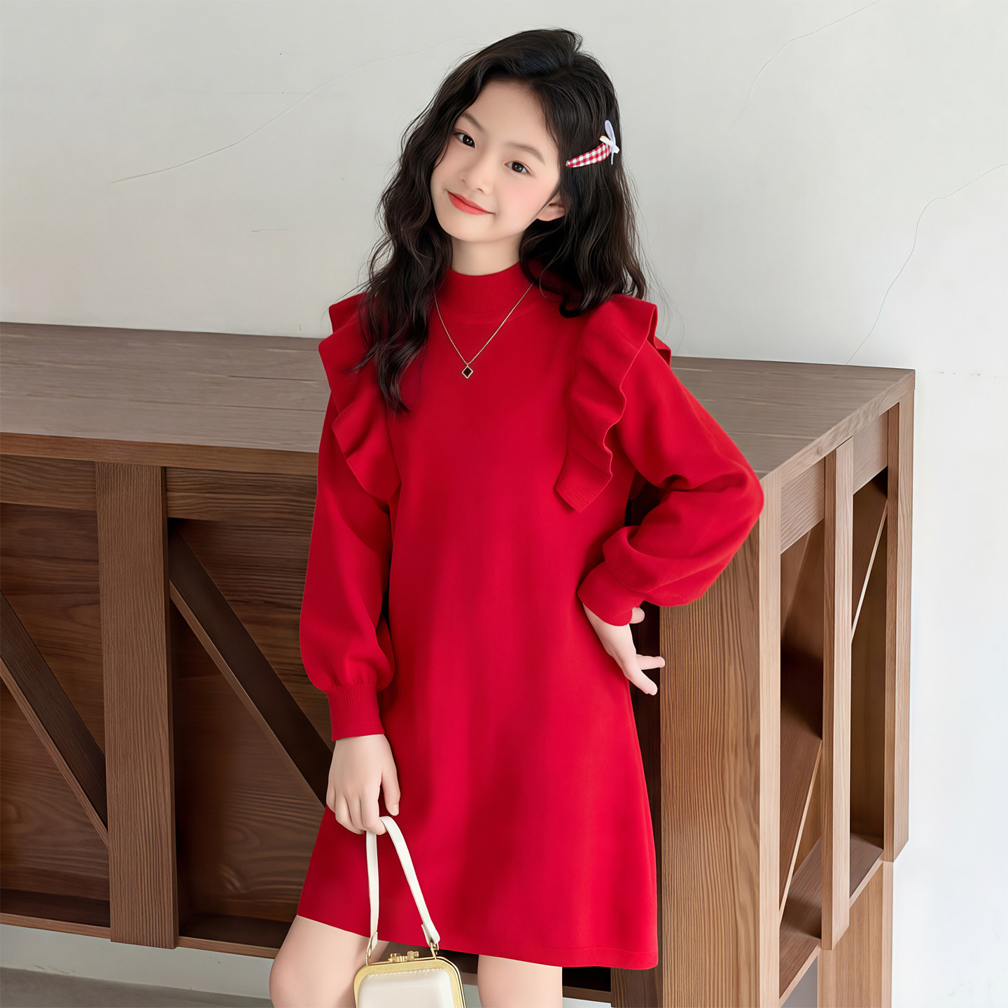 女童连衣裙秋冬款2025新款冬儿童加厚红色毛衣裙女大童新年拜年服,童装/婴儿装/亲子装,连衣裙,淘宝优惠券,粉丝福利购,淘宝优惠卷