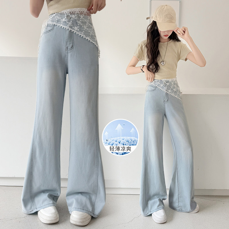 女童裤子夏季薄款洋气屁帘牛仔裤图片