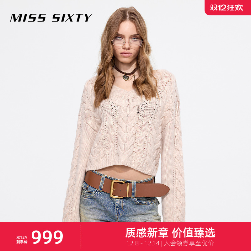 MissSixtyV领短款羊毛针织衫