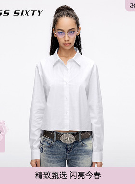 Miss Sixty25春秋新款漂白色长袖衬衫宽松高智感薄款气质上衣