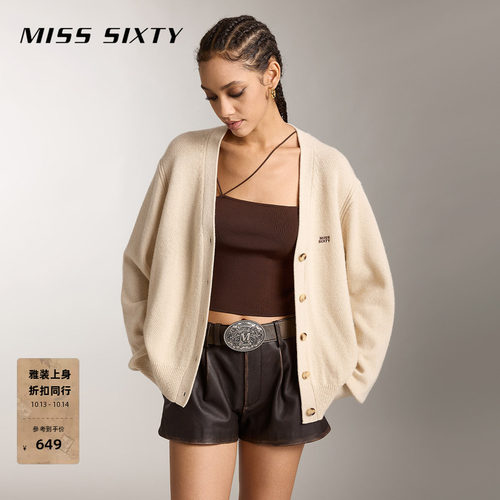 MissSixtyV领刺绣羊绒针织衫