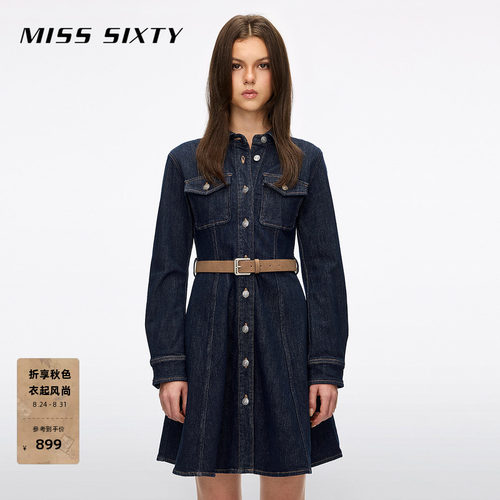 MissSixty配腰带牛仔连衣裙