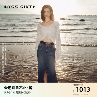 新款 牛仔半裙女前开衩性感辣妹风美式 Sixty2024春季 Miss 复古显瘦