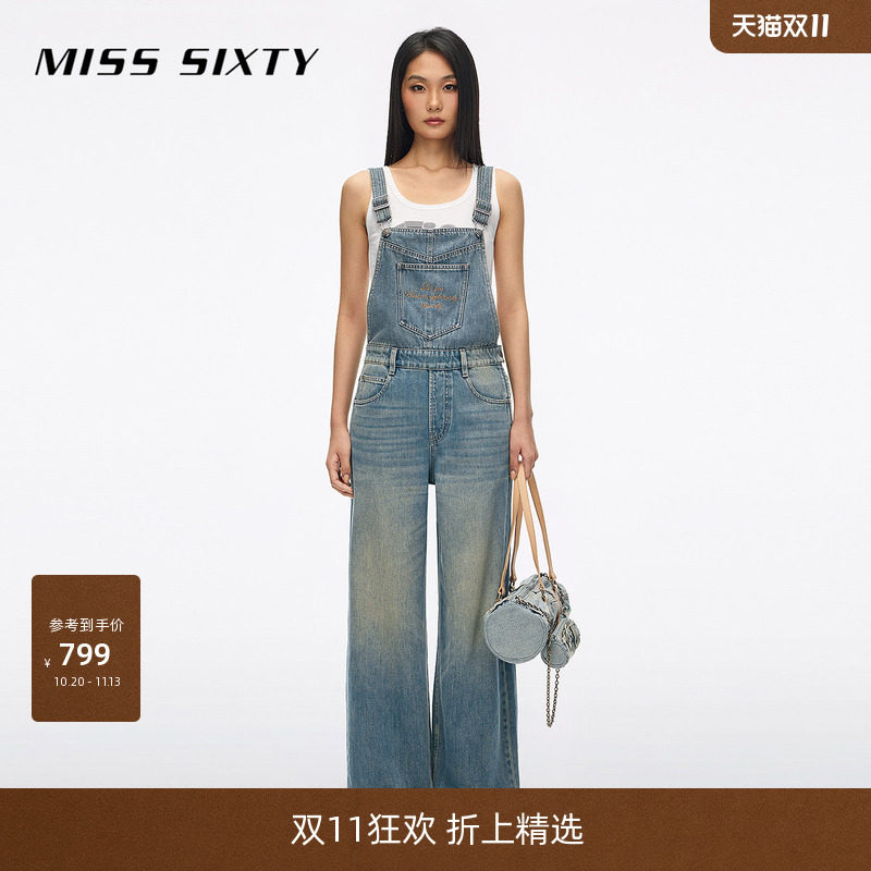 Miss Sixty2026夏季新款牛仔连体裤女一体式背带裤复古
