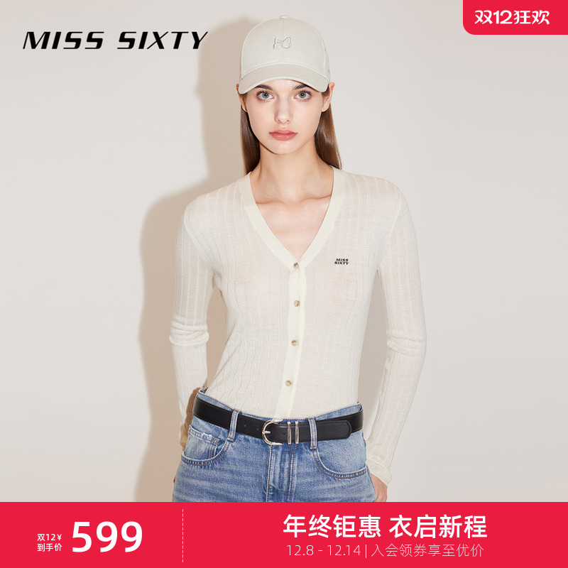 MissSixtyV领修身羊毛针织外套