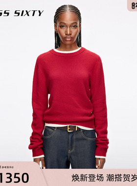 【新年穿搭】【保暖羊毛】Miss Sixty2025冬季新款针织衫红色毛衣