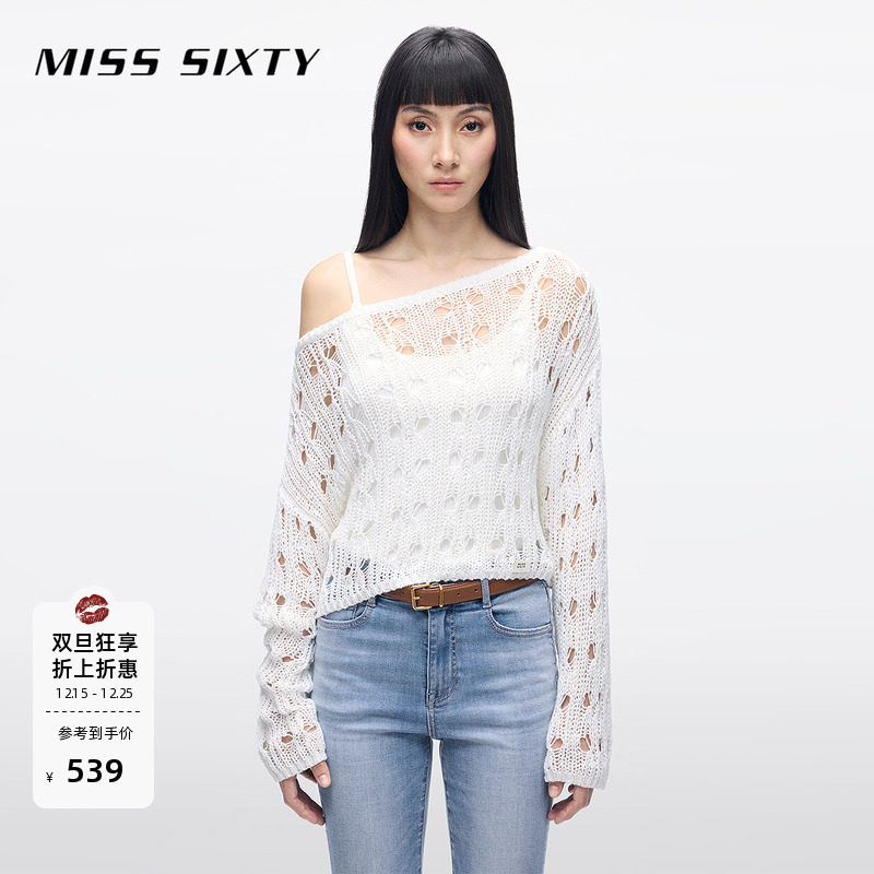 Miss Sixty25春秋新款针织衫镂空罩衫波西米亚薄款度假风