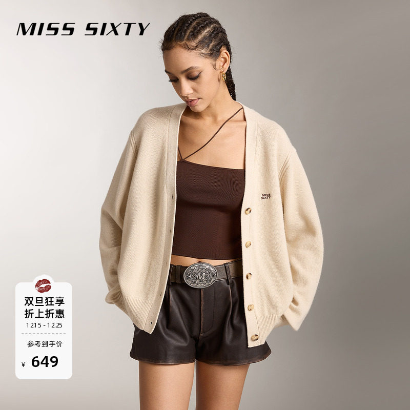 【保暖羊毛羊绒】Miss Sixty针织衫外套刺绣上衣开衫高智感