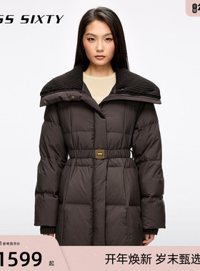 【保暖90鸭绒鹅绒】Miss Sixty25冬款羽绒服翻领配腰带外套大衣