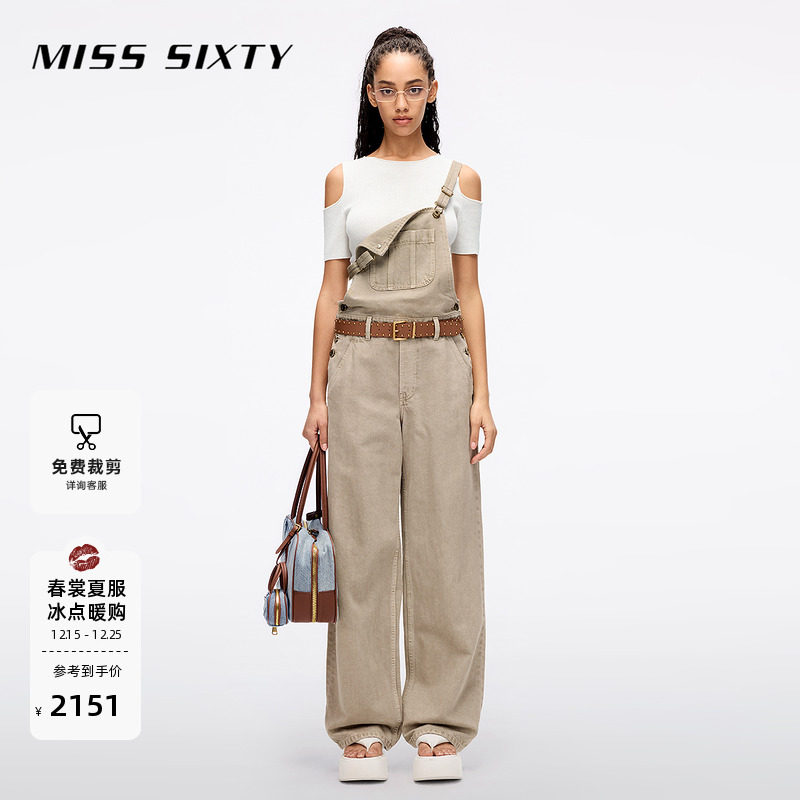 Miss Sixty2025夏季新款牛仔连体裤女一体式背带裤休闲