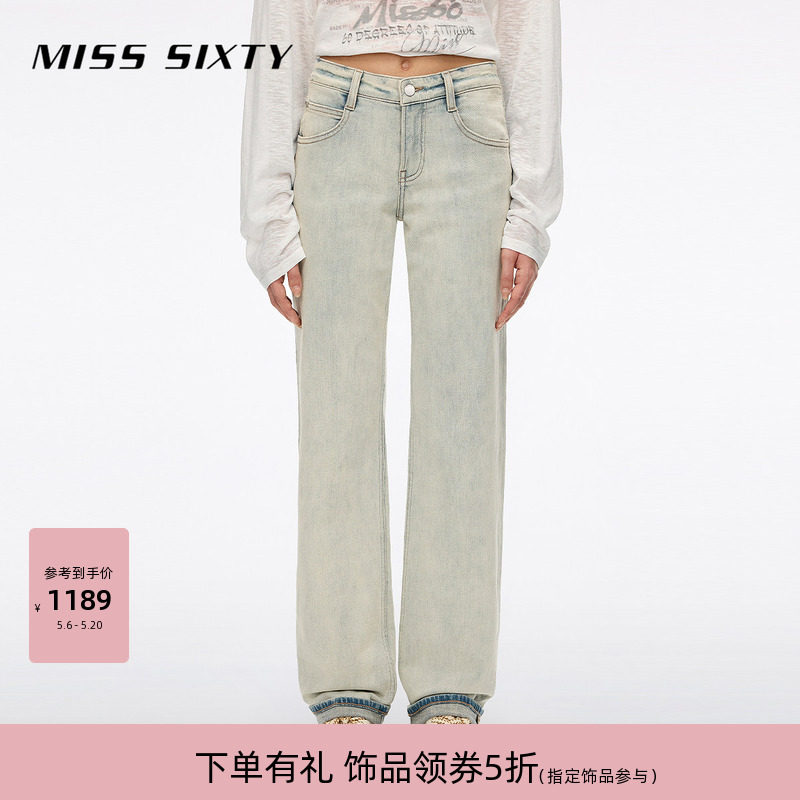 Miss Sixty2026夏季新款牛仔裤女低腰复古做旧洗水显瘦