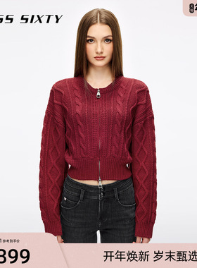 【新年穿搭】【保暖羊毛】Miss Sixty25冬季新款针织外套红色毛衣