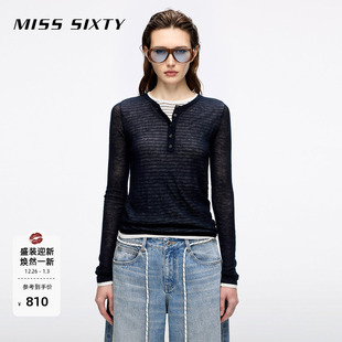 保暖羊毛 女羊毛假两件叠穿薄款 Miss 针织衫 毛衣 Sixty25秋新款