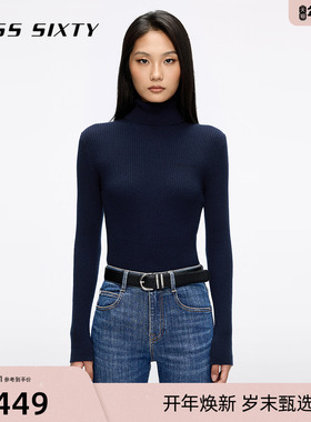 【保暖羊毛羊绒】Miss Sixty25秋新款针织衫高领紧身长袖毛衣