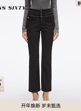 Miss Sixty春秋牛仔裤四面弹小黑裤女三环高腰复古显瘦微喇叭裤