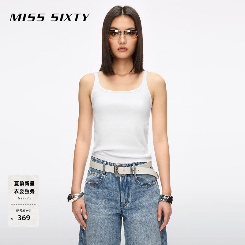 Miss Sixty2026春夏新款针织吊带背心女大U领徽标上衣